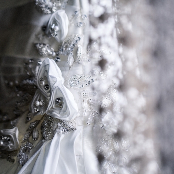 Allure White Ruffled Tiered Gown with Swarovski Crystals - Picture 6 of 10